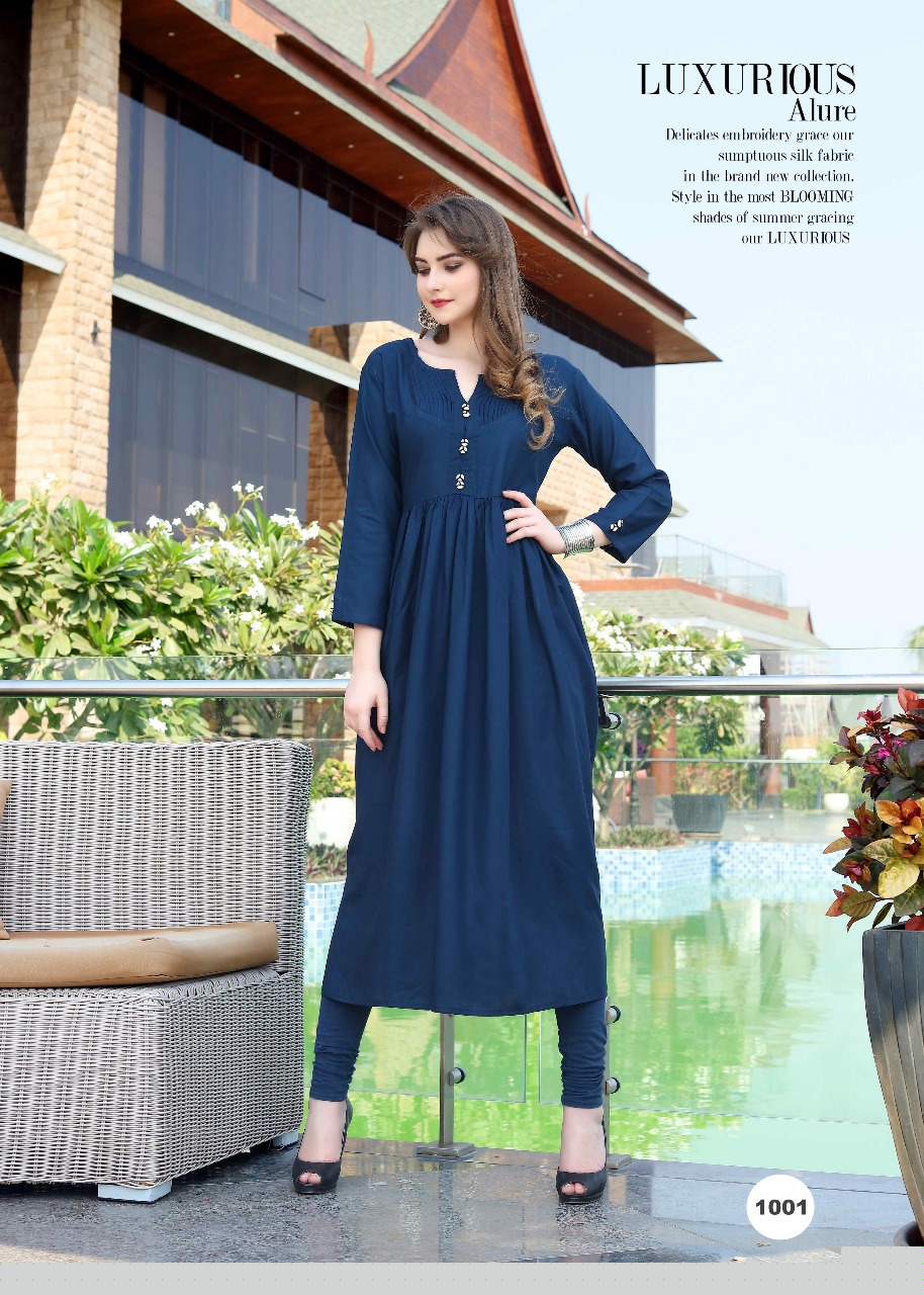 Attitude By Ayush Fashion 1001 To 1006 Series Designer Beautiful Stylish Fancy Colorful Casual Wear & Ethnic Wear Rayon Plain Kurtis At Wholesale Price
