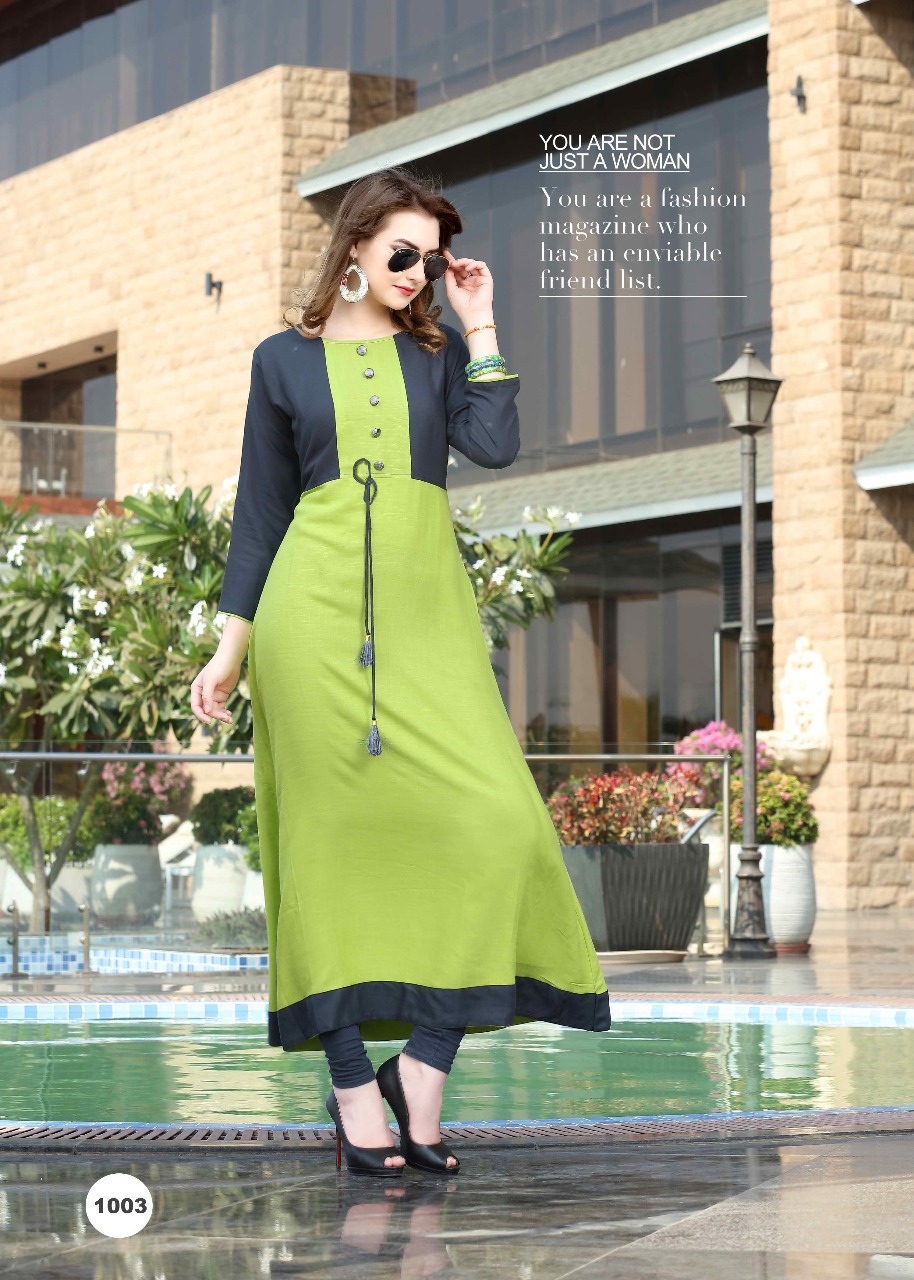 Attitude By Ayush Fashion 1001 To 1006 Series Designer Beautiful Stylish Fancy Colorful Casual Wear & Ethnic Wear Rayon Plain Kurtis At Wholesale Price