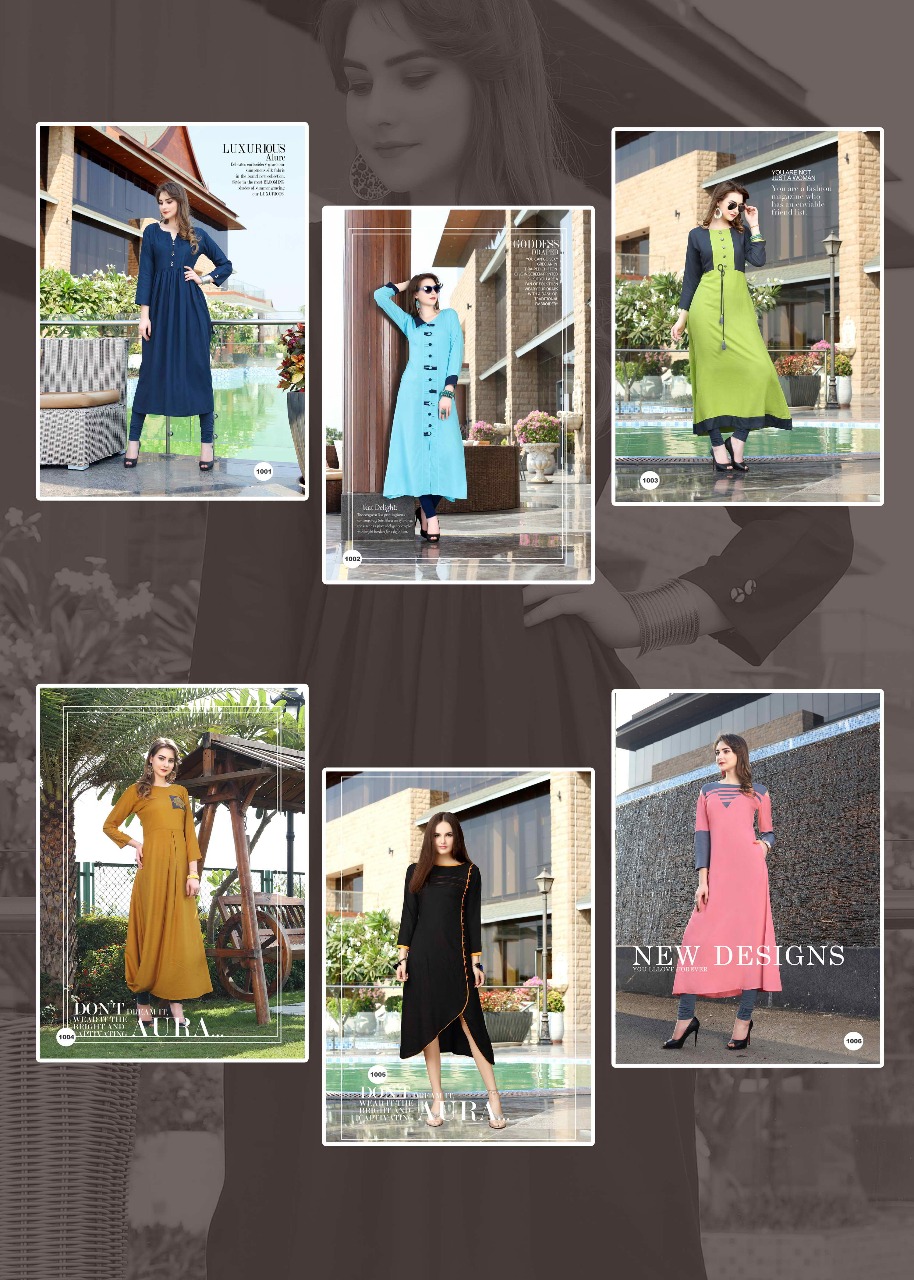 Attitude By Ayush Fashion 1001 To 1006 Series Designer Beautiful Stylish Fancy Colorful Casual Wear & Ethnic Wear Rayon Plain Kurtis At Wholesale Price