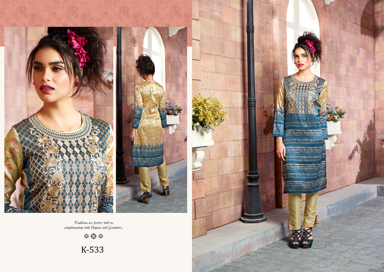 Aura Vol-2 By Eternal 523 To 533 Series Beautiful Stylish Fancy Colorful Casual Wear & Ethnic Wear & Ready To Wear Tusser Silk Kurtis At Wholesale Price