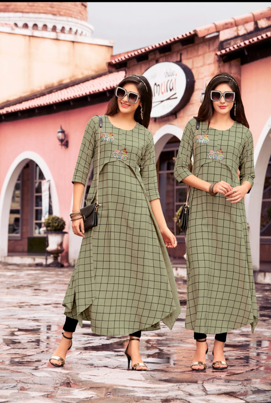 Aura By Geeta Tex 6052 To 6059 Series Beautiful Colorful Stylish Fancy Casual Wear & Ethnic Wear & Ready To Wear Rayon Kurtis At Wholesale Price