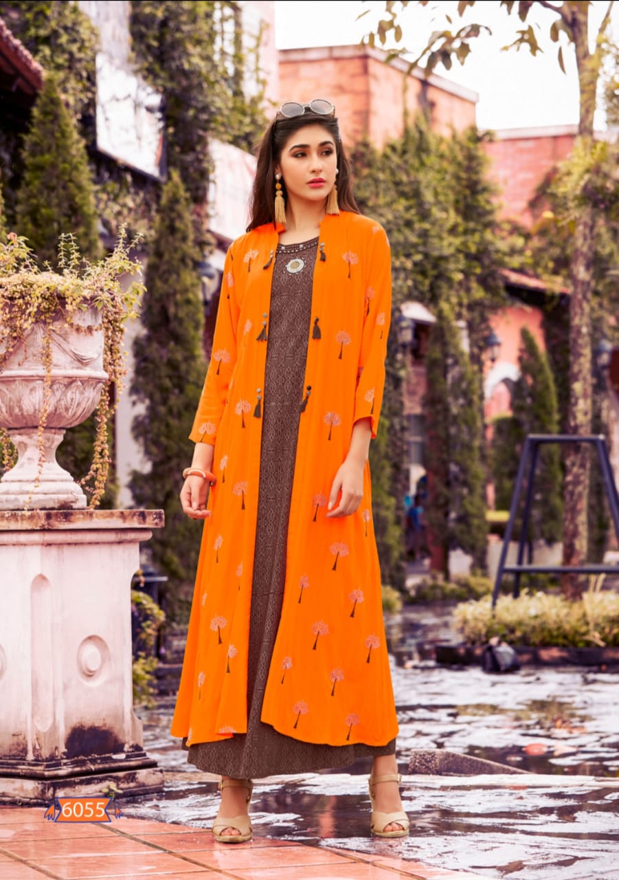 Aura By Geeta Tex 6052 To 6059 Series Beautiful Colorful Stylish Fancy Casual Wear & Ethnic Wear & Ready To Wear Rayon Kurtis At Wholesale Price