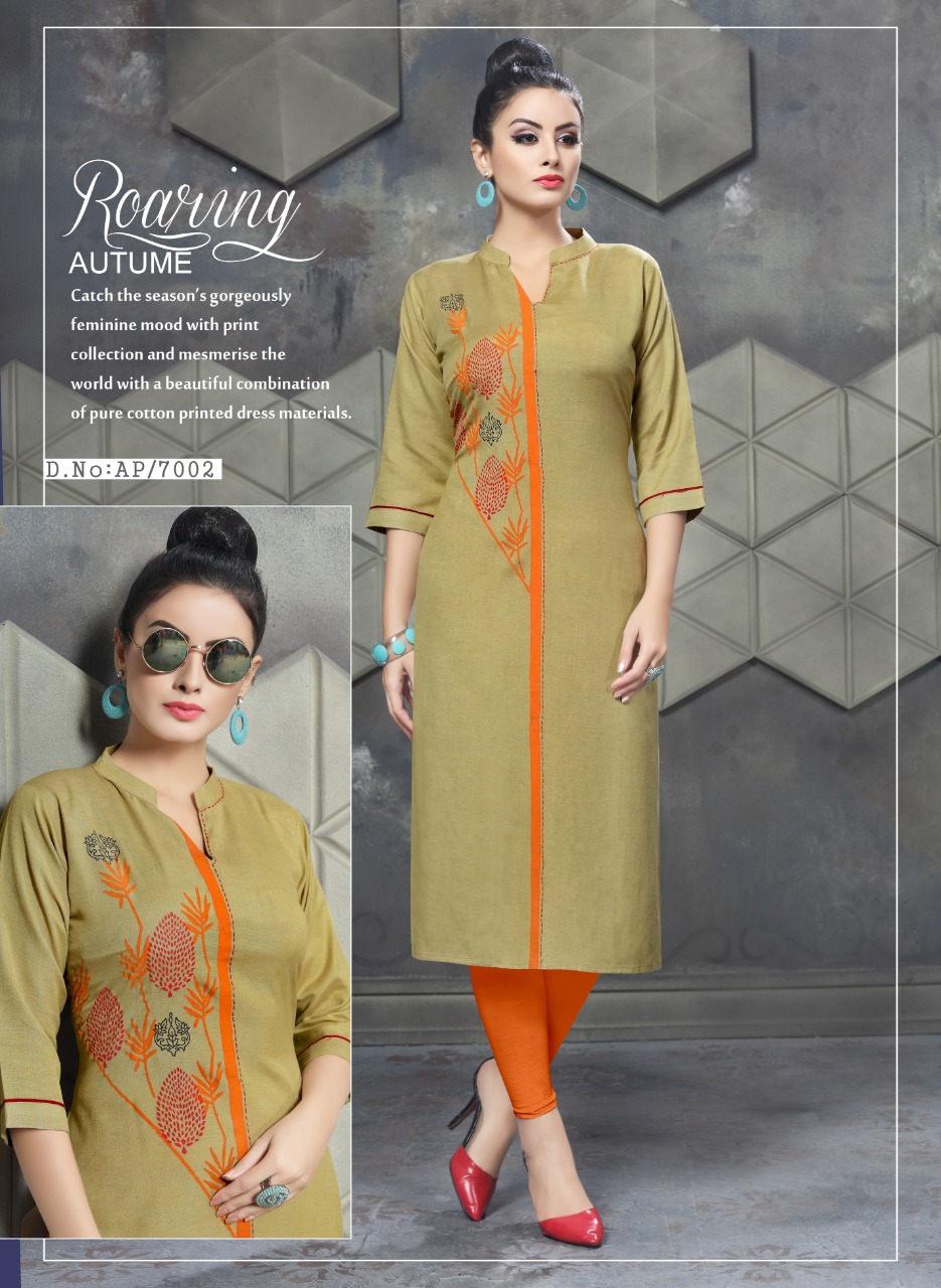 Aura Premium Vol-7 By Pranjal Creation 7001 To 7009 Series Beautiful Colorful Stylish Fancy Casual Wear & Ethnic Wear & Ready To Wear Heavy Rayon Flex Kurtis At Wholesale Price