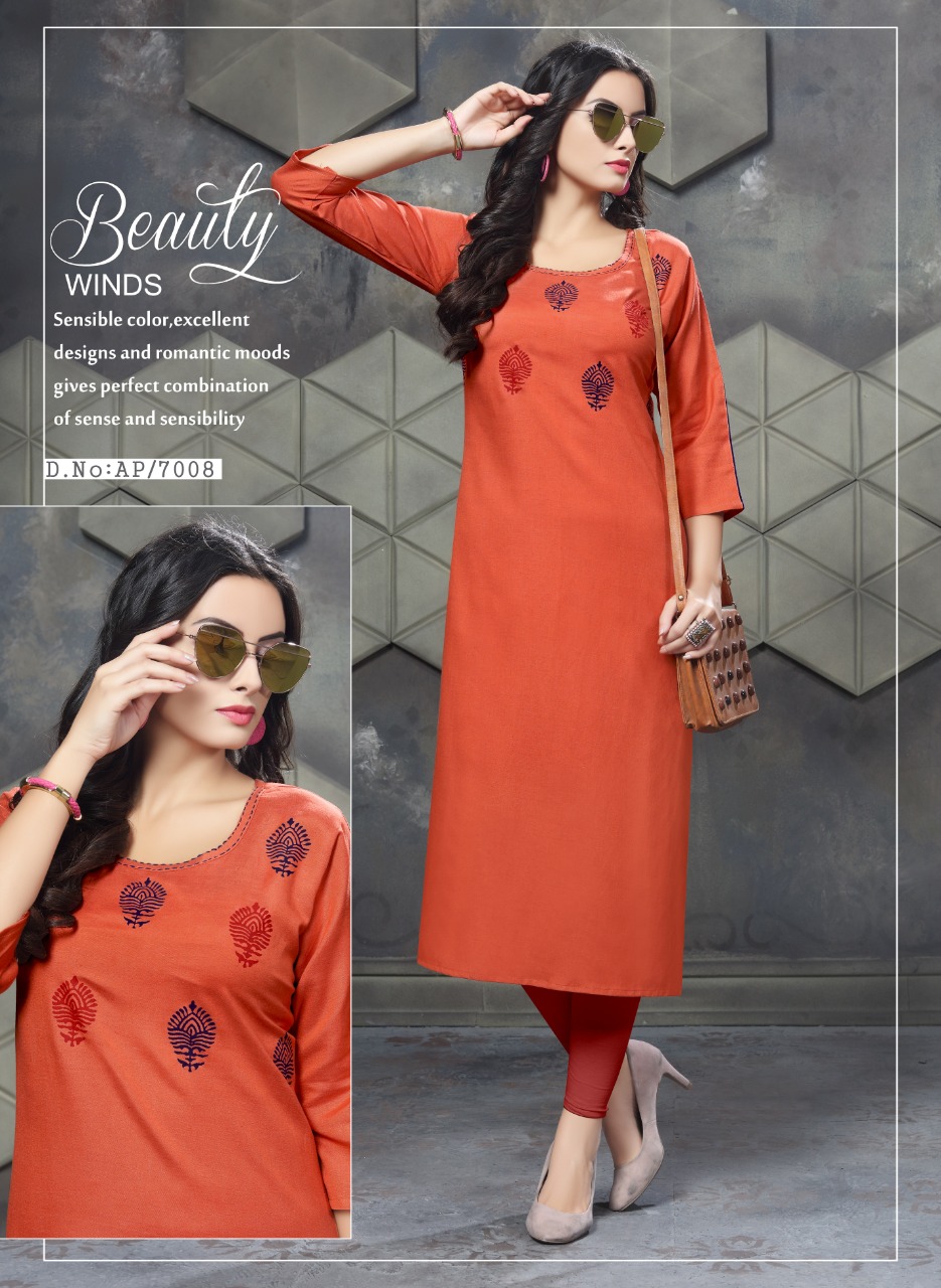 Aura Premium Vol-7 By Pranjal Creation 7001 To 7009 Series Beautiful Colorful Stylish Fancy Casual Wear & Ethnic Wear & Ready To Wear Heavy Rayon Flex Kurtis At Wholesale Price