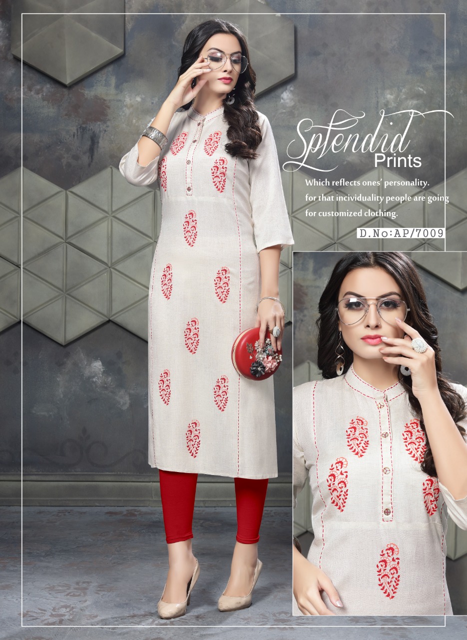 Aura Premium Vol-7 By Pranjal Creation 7001 To 7009 Series Beautiful Colorful Stylish Fancy Casual Wear & Ethnic Wear & Ready To Wear Heavy Rayon Flex Kurtis At Wholesale Price