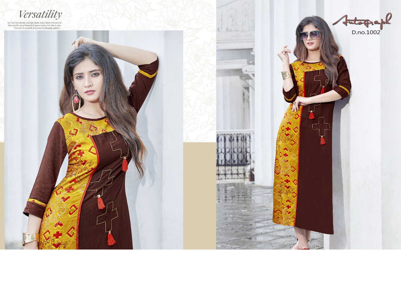 Autograph By Manya Designer 1001 To 1008 Series Designer Beautiful Stylish Fancy Colorful Casual Wear & Ethnic Wear Rayon Kurtis At Wholesale Price
