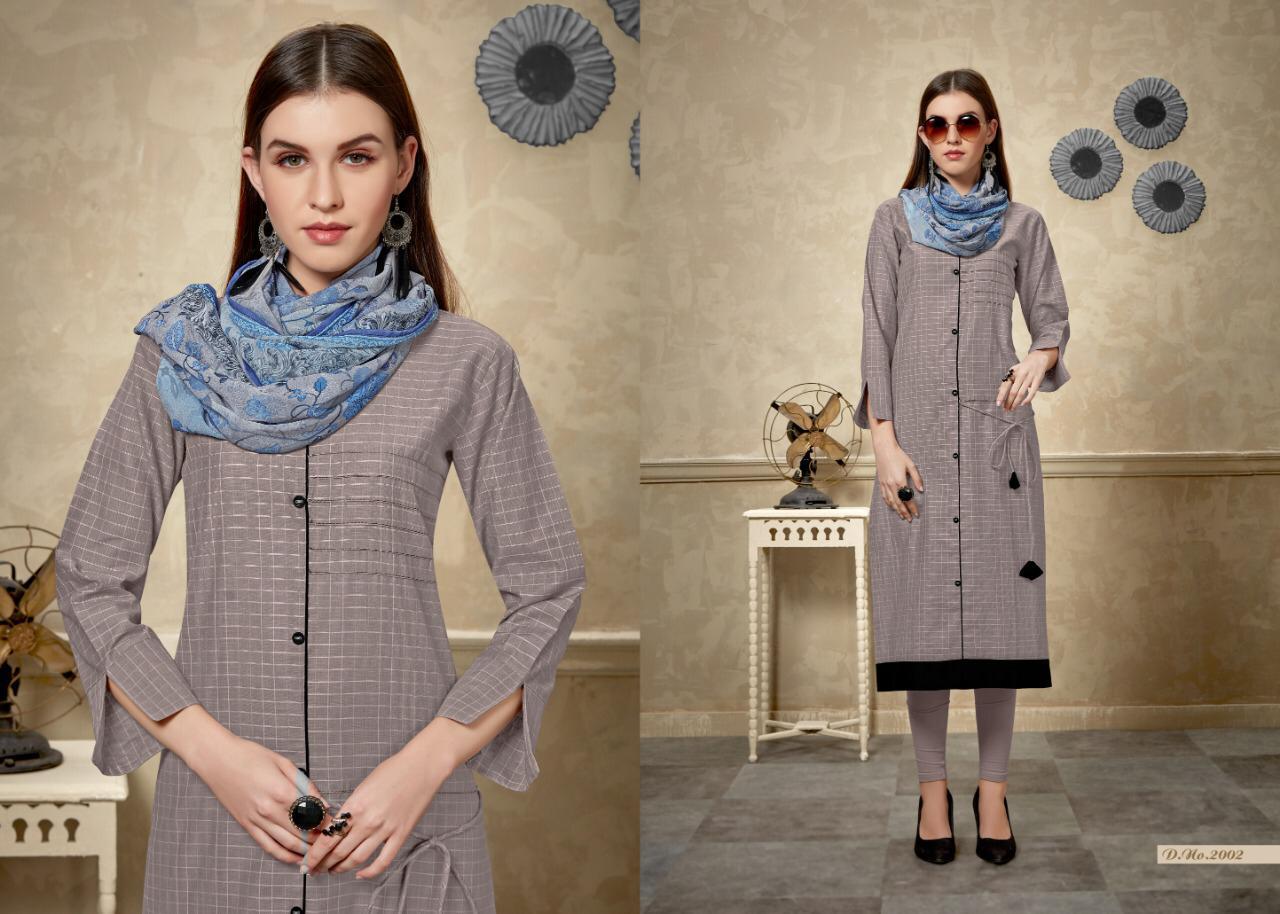 Awantika By Sva 2001 T 2006 Series Designer Beautiful Stylish Fancy Colorful Casual Wear & Ethnic Wear & Ready To Wear Pure Cotton Cheks Kurtis With Dupatta At Wholesale Price