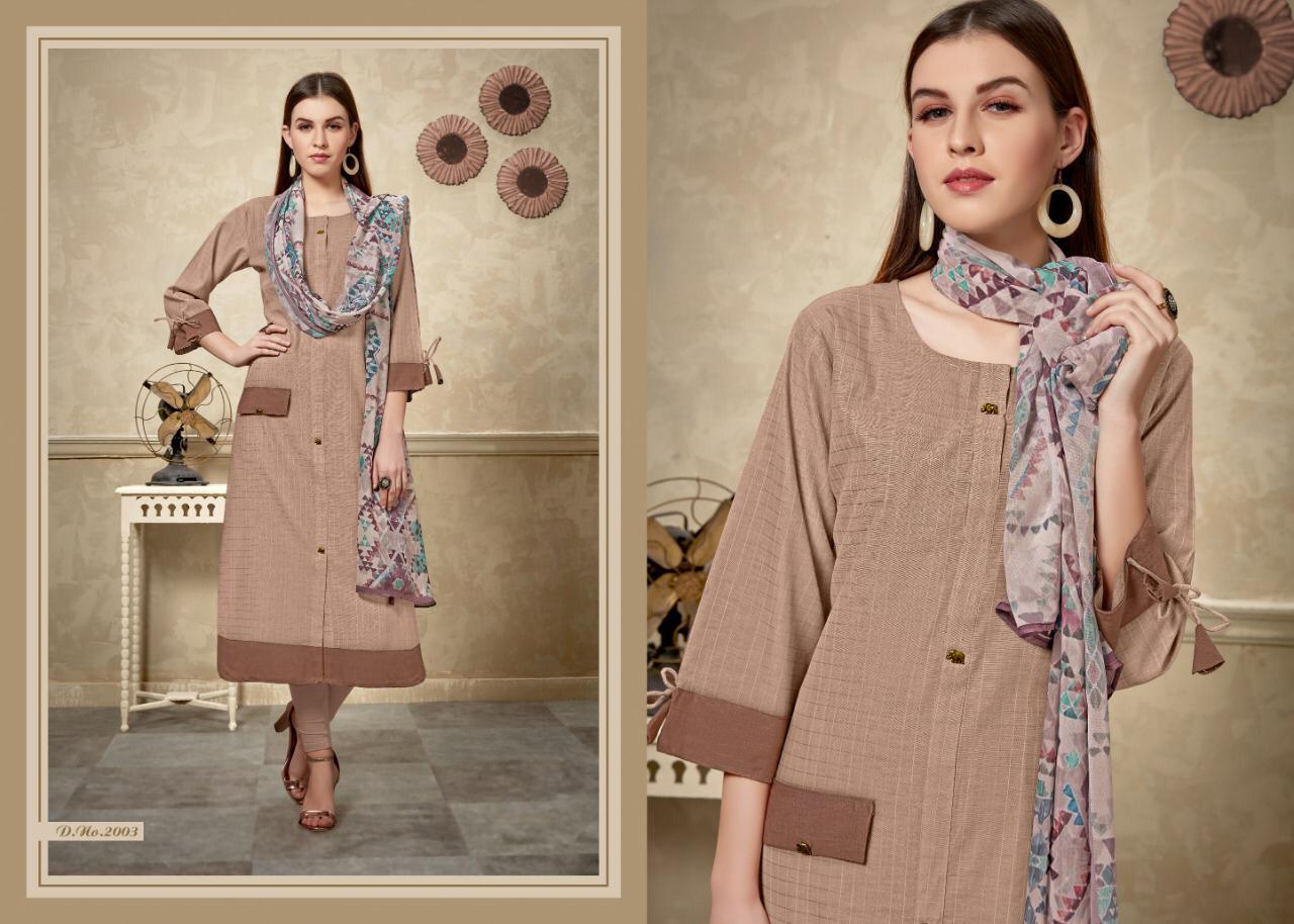 Awantika By Sva 2001 T 2006 Series Designer Beautiful Stylish Fancy Colorful Casual Wear & Ethnic Wear & Ready To Wear Pure Cotton Cheks Kurtis With Dupatta At Wholesale Price