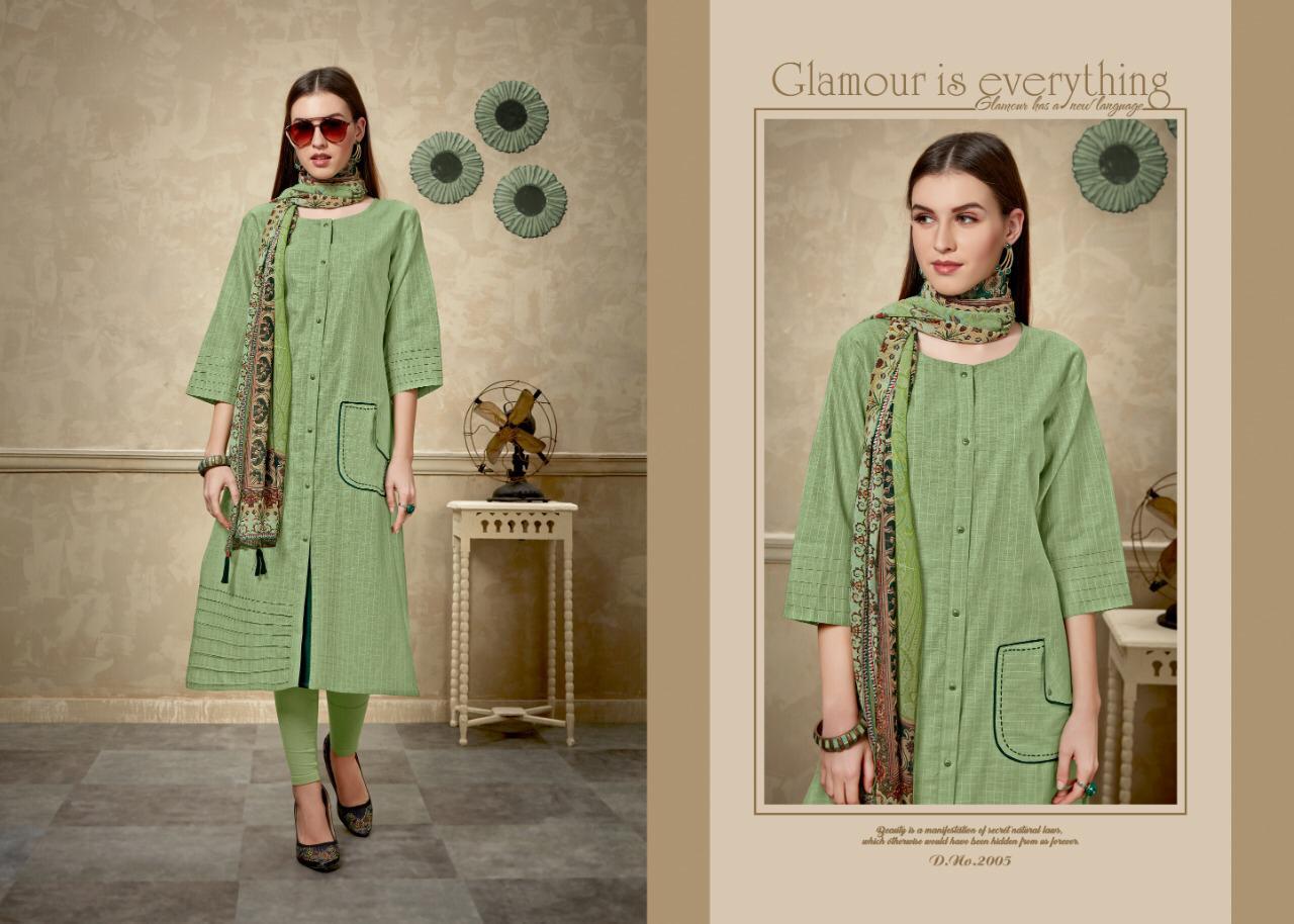Awantika By Sva 2001 T 2006 Series Designer Beautiful Stylish Fancy Colorful Casual Wear & Ethnic Wear & Ready To Wear Pure Cotton Cheks Kurtis With Dupatta At Wholesale Price