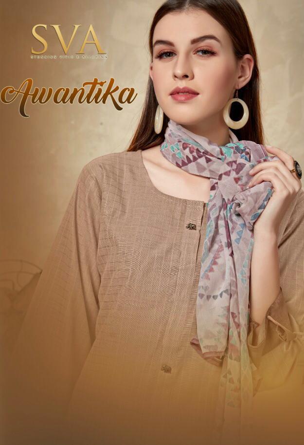 Awantika By Sva 2001 T 2006 Series Designer Beautiful Stylish Fancy Colorful Casual Wear & Ethnic Wear & Ready To Wear Pure Cotton Cheks Kurtis With Dupatta At Wholesale Price