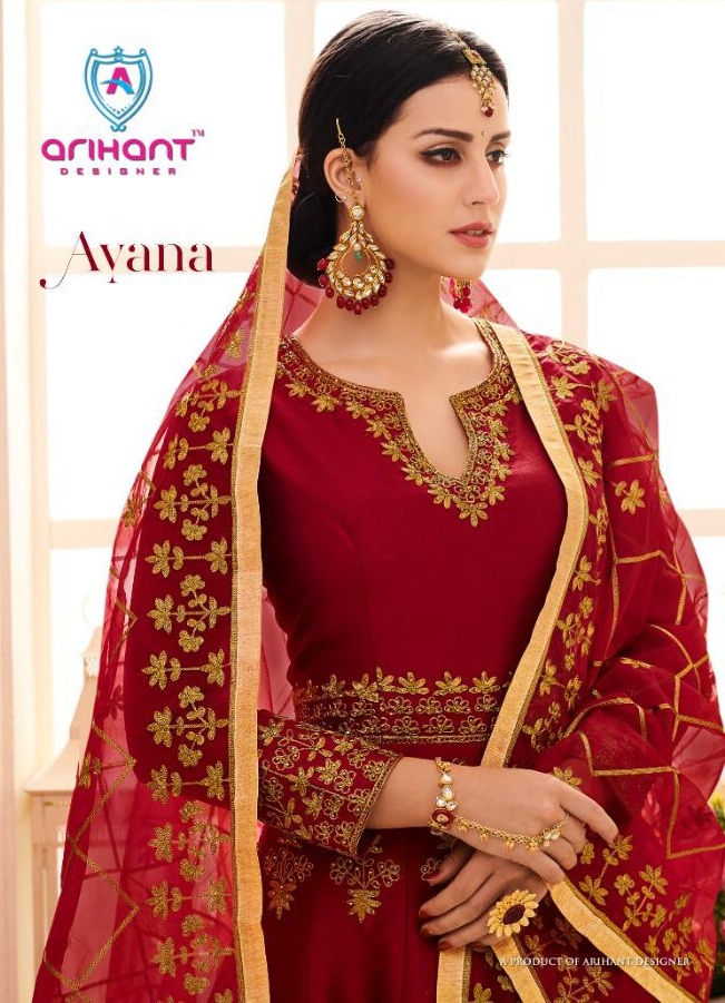 Ayana By Arihant Designer 40001 To 40004 Series Designer Anarkali Suits Wedding Collection Beautiful Fancy Colorful Party Wear & Occasional Wear Mulberry Silk With Fusing / Apple Georgette  Embroidery Dresses At Wholesale Price