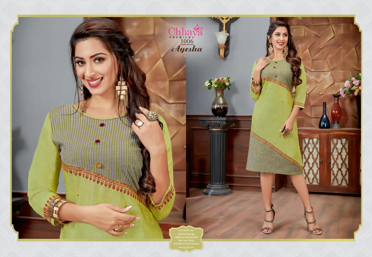 Ayesha By Chhaya 1001 To 1010 Series Beautiful Colorful Stylish Fancy Casual Wear & Ethnic Wear & Ready To Wear Magic Rayon Kurtis At Wholesale Price