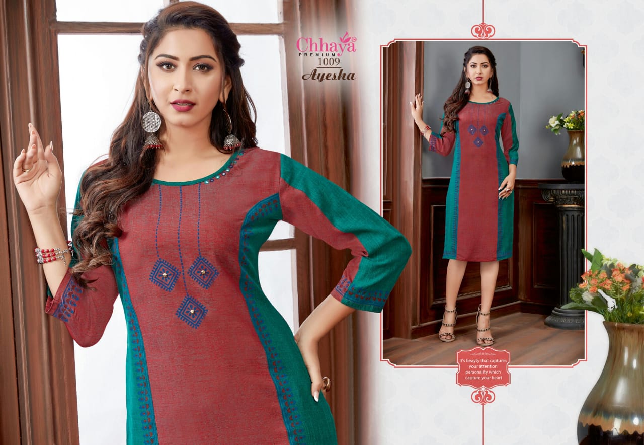 Ayesha By Chhaya 1001 To 1010 Series Beautiful Colorful Stylish Fancy Casual Wear & Ethnic Wear & Ready To Wear Magic Rayon Kurtis At Wholesale Price