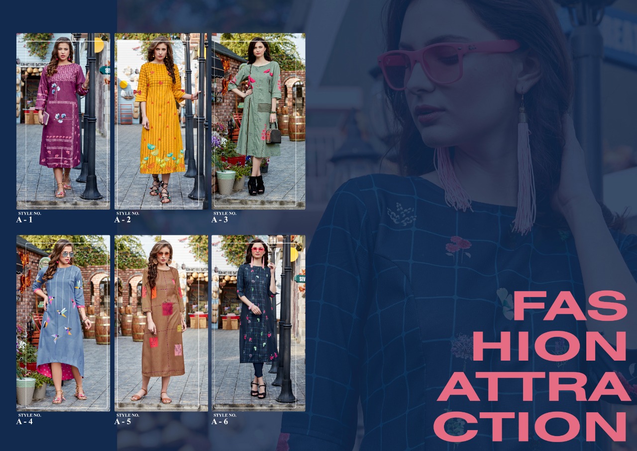 Azara By 7 Stitches 1 To 6 Series Beautiful Colorful Stylish Fancy Casual Wear & Ethnic Wear & Ready To Wear Pure Rayon Digital Printed Kurtis At Wholesale Price