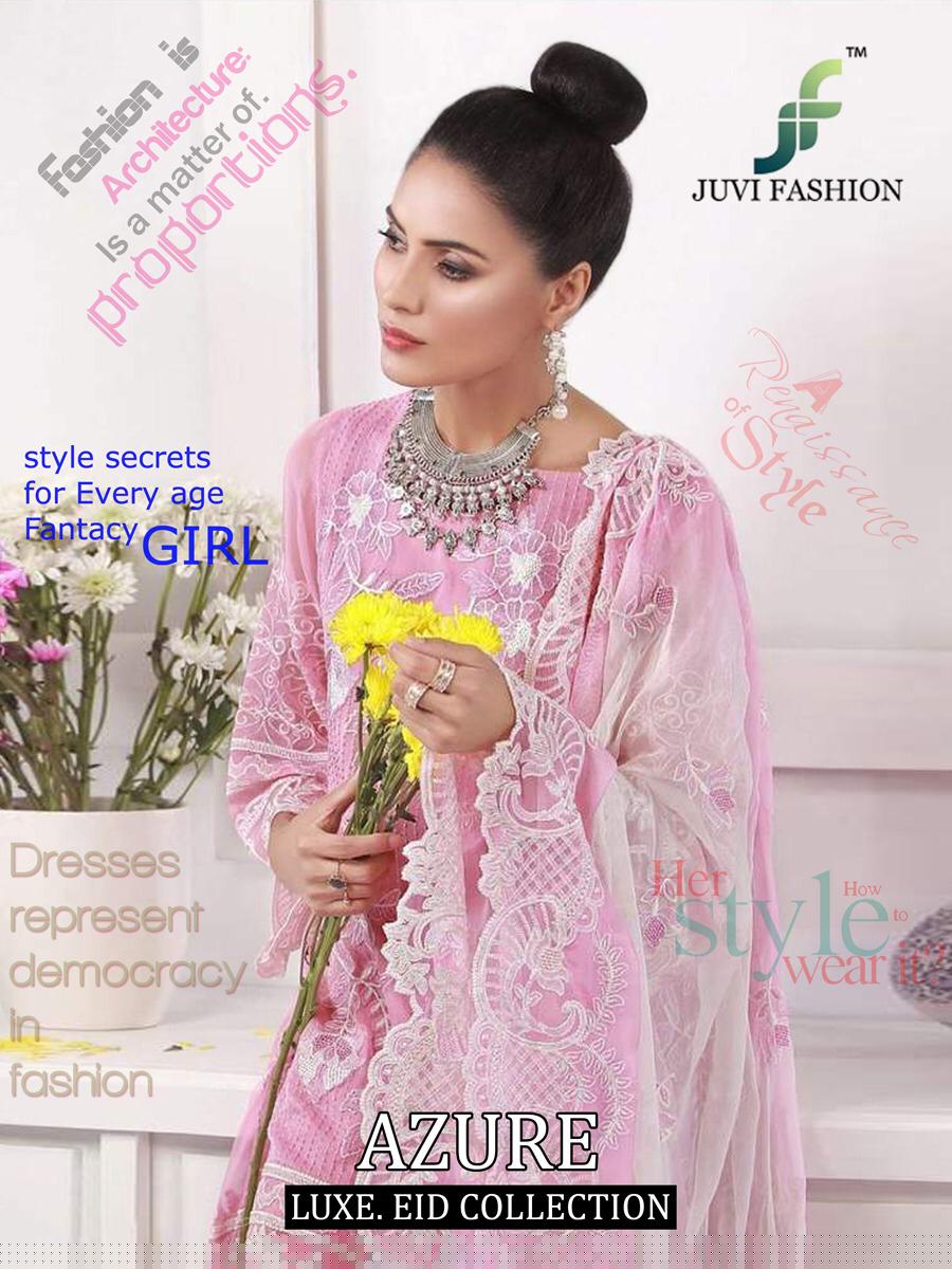 Azure Lux Eid Collection By Juvi Fashion 55001 To 55006 Series Pakistani Stylish Beautiful Colourful Printed & Embroidered Party Wear & Occasional Wear Soft Net With Heavy Embroidery Dresses At Wholesale Price