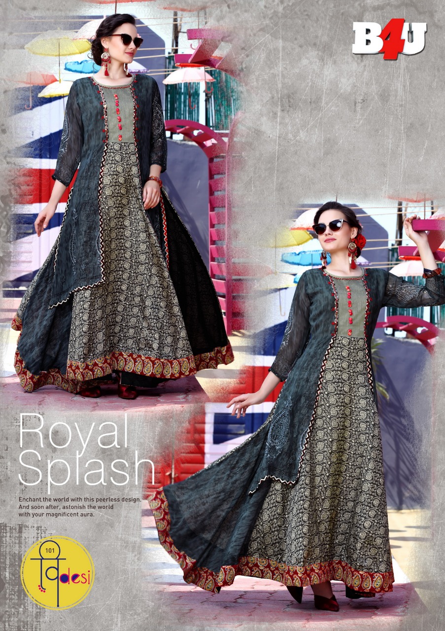 B4u By Vdesi 101 To 108 Series Designer Beautiful Stylish Colorful Fancy Beautiful Party Wear & Ethnic Wear Pure Cotton Kurtis At Wholesale Price