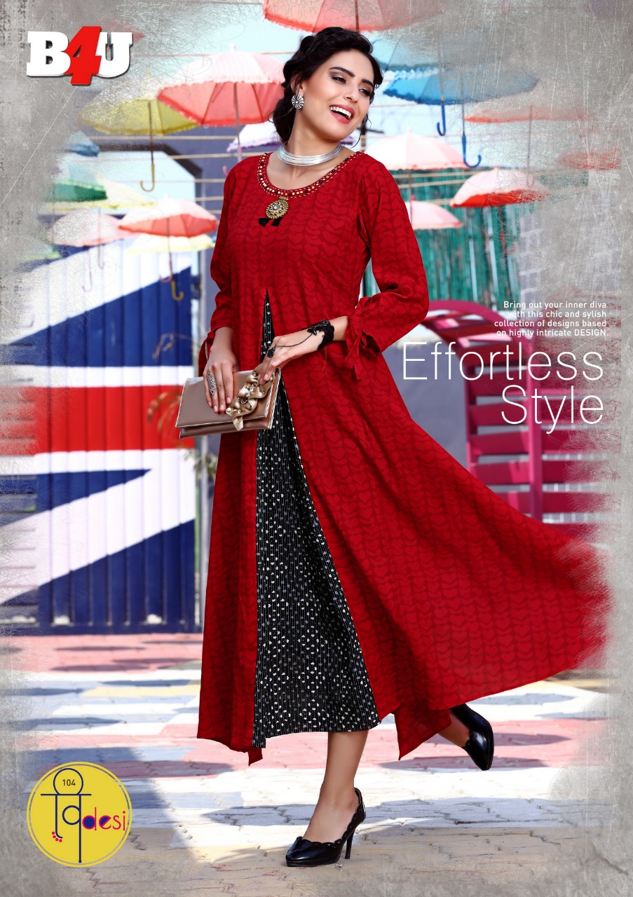 B4u By Vdesi 101 To 108 Series Designer Beautiful Stylish Colorful Fancy Beautiful Party Wear & Ethnic Wear Pure Cotton Kurtis At Wholesale Price