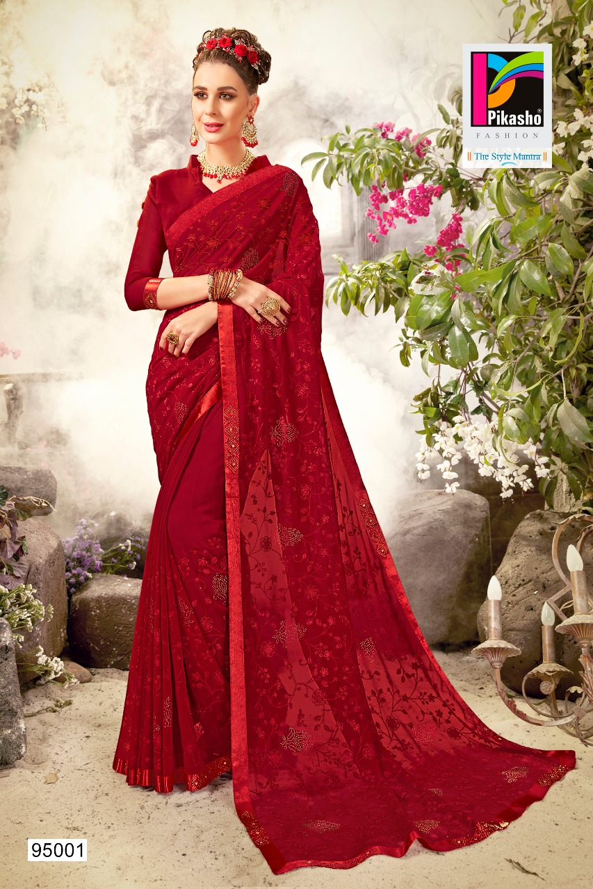 Balika By Pikasho 95001 To 95010 Series Indian Traditional Wear Collection Beautiful Stylish Fancy Colorful Party Wear & Occasional Wear Fancy Embroidered Sarees At Wholesale Price