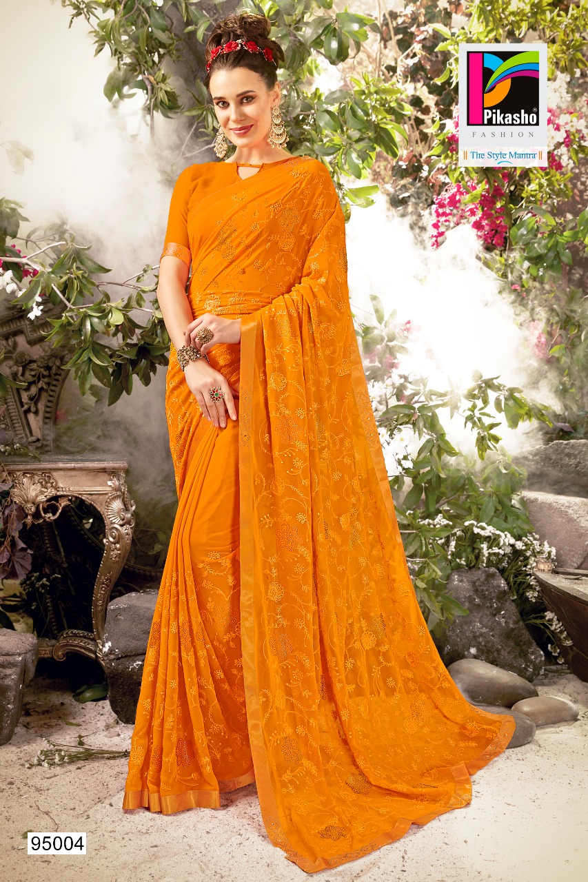 Balika By Pikasho 95001 To 95010 Series Indian Traditional Wear Collection Beautiful Stylish Fancy Colorful Party Wear & Occasional Wear Fancy Embroidered Sarees At Wholesale Price