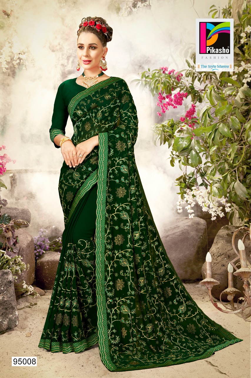 Balika By Pikasho 95001 To 95010 Series Indian Traditional Wear Collection Beautiful Stylish Fancy Colorful Party Wear & Occasional Wear Fancy Embroidered Sarees At Wholesale Price