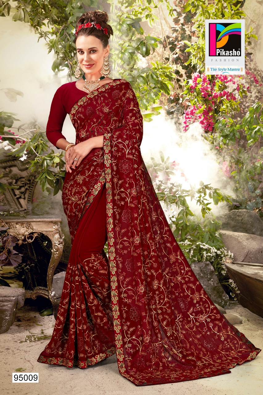Balika By Pikasho 95001 To 95010 Series Indian Traditional Wear Collection Beautiful Stylish Fancy Colorful Party Wear & Occasional Wear Fancy Embroidered Sarees At Wholesale Price