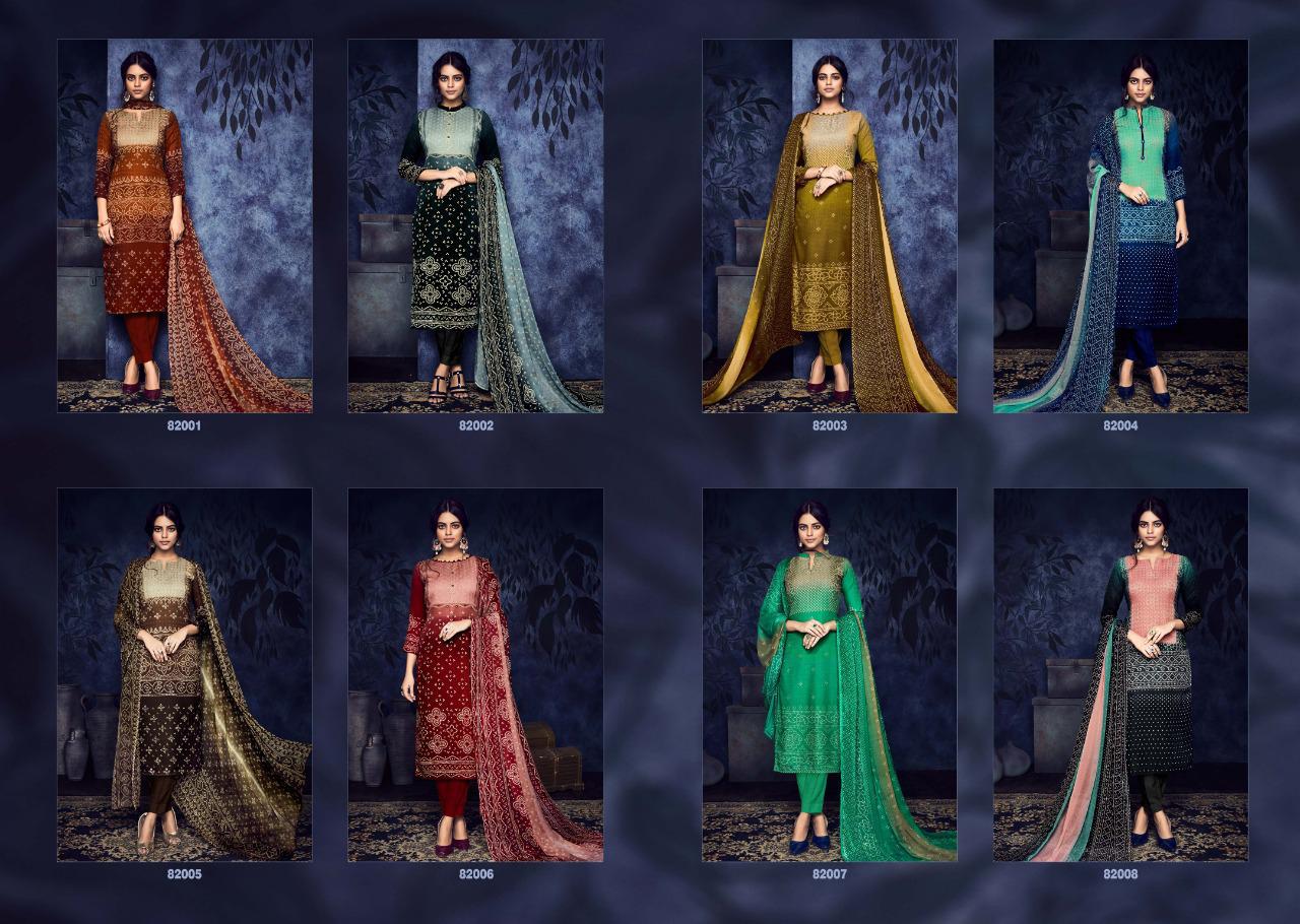Baandhani By Vishwam Fabrics 82001 To 82008 Series Beautiful Winter Collection Suits Stylish Fancy Colorful Casual Wear & Ethnic Wear Pure Pashmina Digital Style Printed Dresses At Wholesale Price