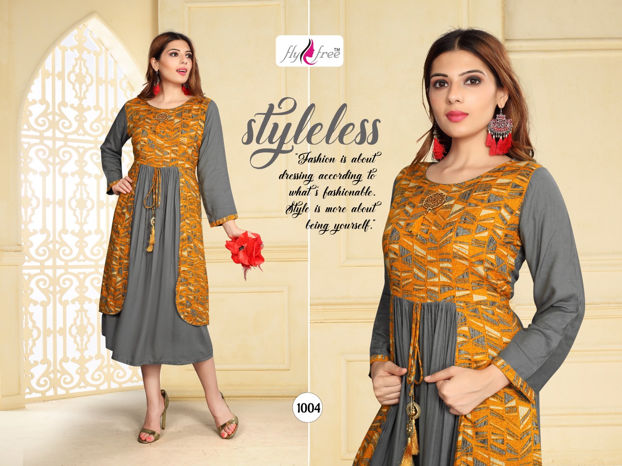 Baani By Kfour Trends 1001 To 1008 Series Beautiful Colorful Stylish Fancy Casual Wear & Ethnic Wear & Ready To Wear Heavy Rayon Kurtis At Wholesale Price