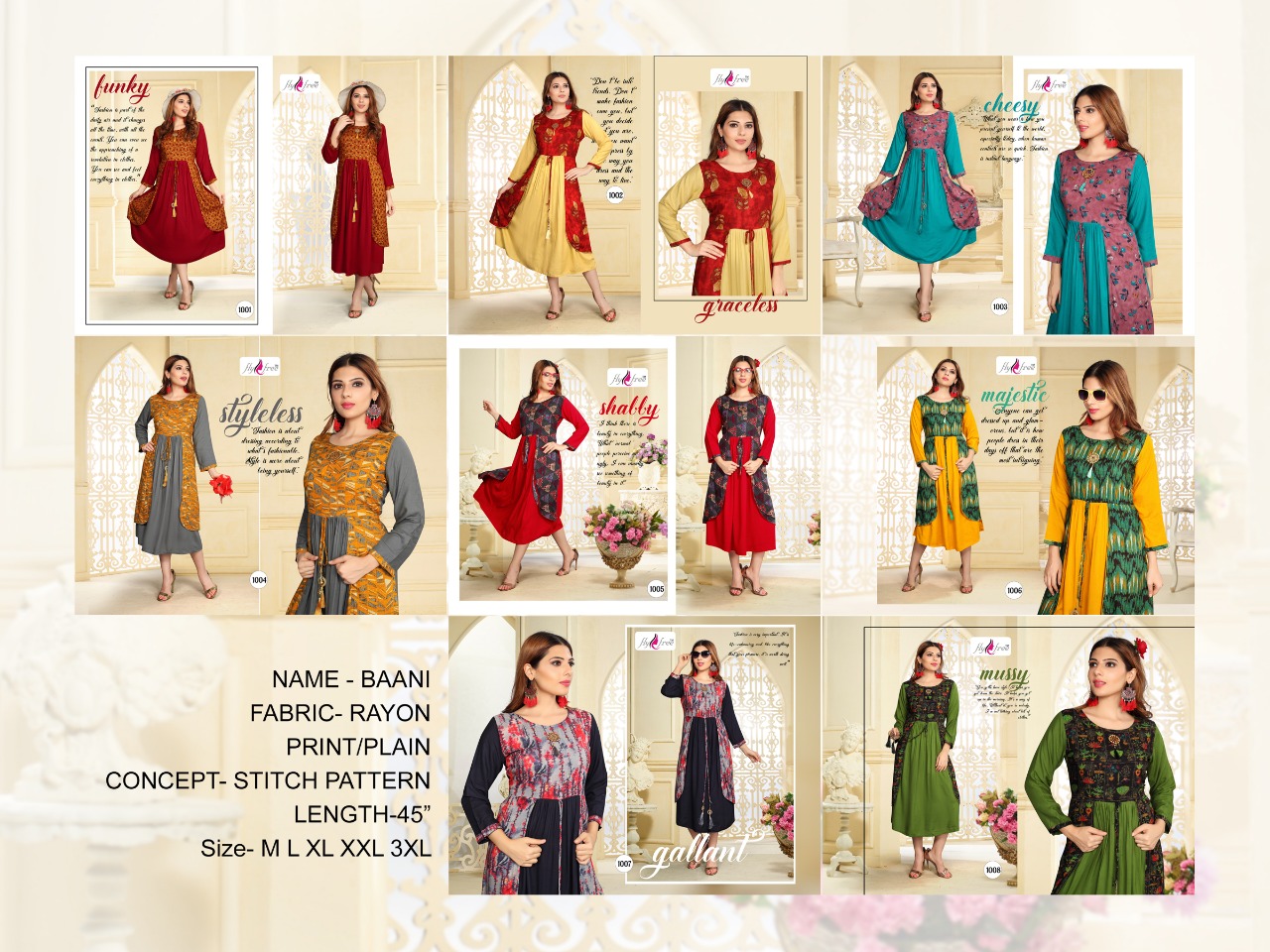 Baani By Kfour Trends 1001 To 1008 Series Beautiful Colorful Stylish Fancy Casual Wear & Ethnic Wear & Ready To Wear Heavy Rayon Kurtis At Wholesale Price