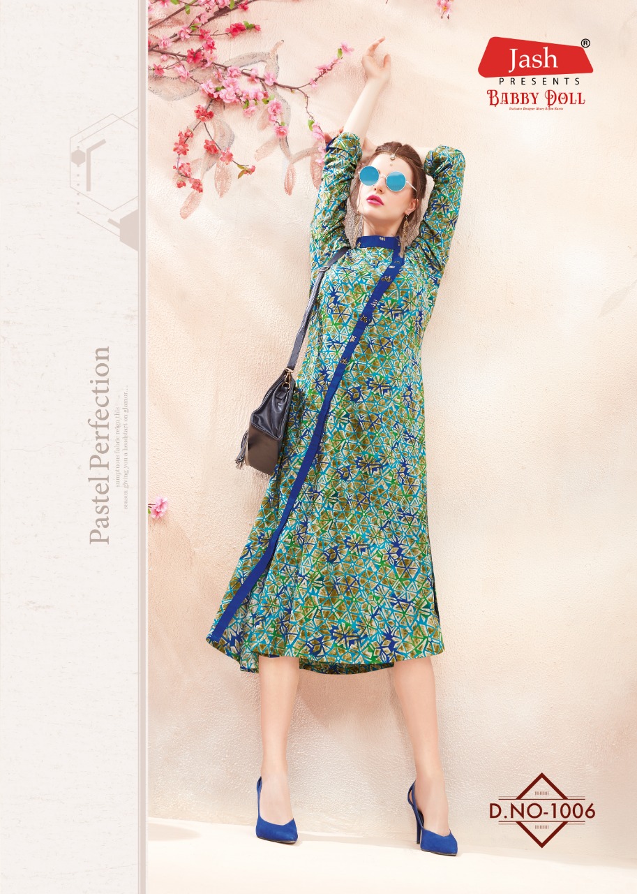 Babby Doll Vol-1 By Jash Enterprise 1001 To 1010 Series Beautiful Stylish Fancy Colorful Casual Wear & Ethnic Wear & Ready To Wear Heavy Rayon Printed Kurtis At Wholesale Price