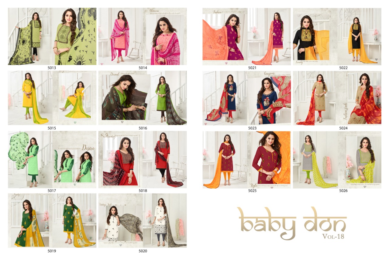 Baby Don Vol-18 By Rr Fashion 5013 To 5026 Series Beautiful Suits Stylish Fancy Colorful Casual Wear & Ethnic Wear Bombay Cotton Work Dresses At Wholesale Price