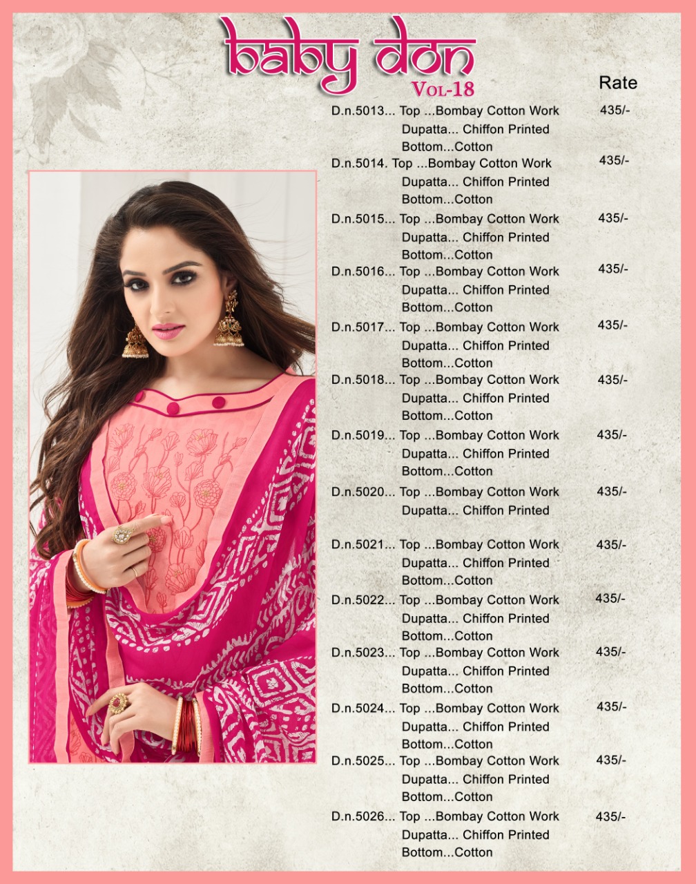 Baby Don Vol-18 By Rr Fashion 5013 To 5026 Series Beautiful Suits Stylish Fancy Colorful Casual Wear & Ethnic Wear Bombay Cotton Work Dresses At Wholesale Price