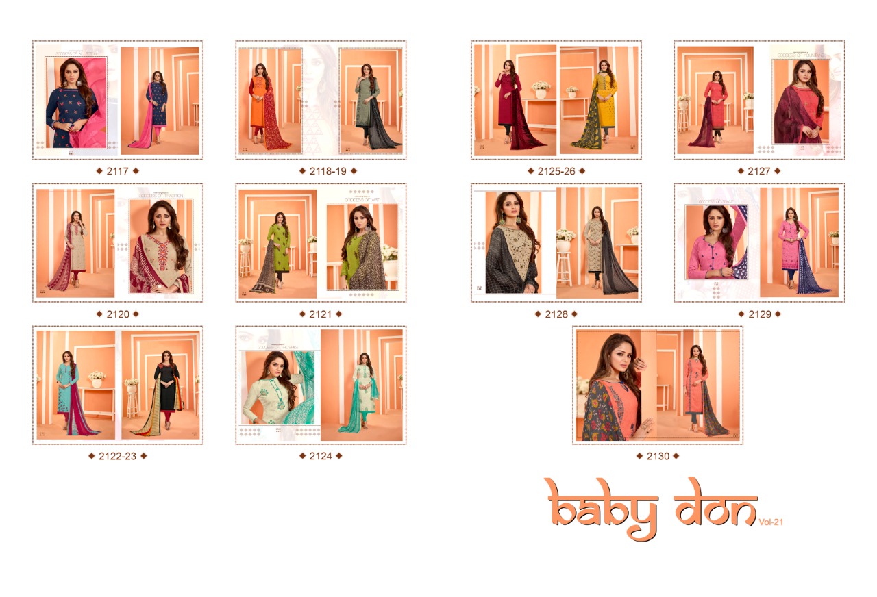 Baby Don Vol-21 By Ravi Creation 2017 To 2130 Series Beautiful Suits Stylish Fancy Colorful Casual Wear & Ethnic Wear Jacquard Printed Dresses At Wholesale Price