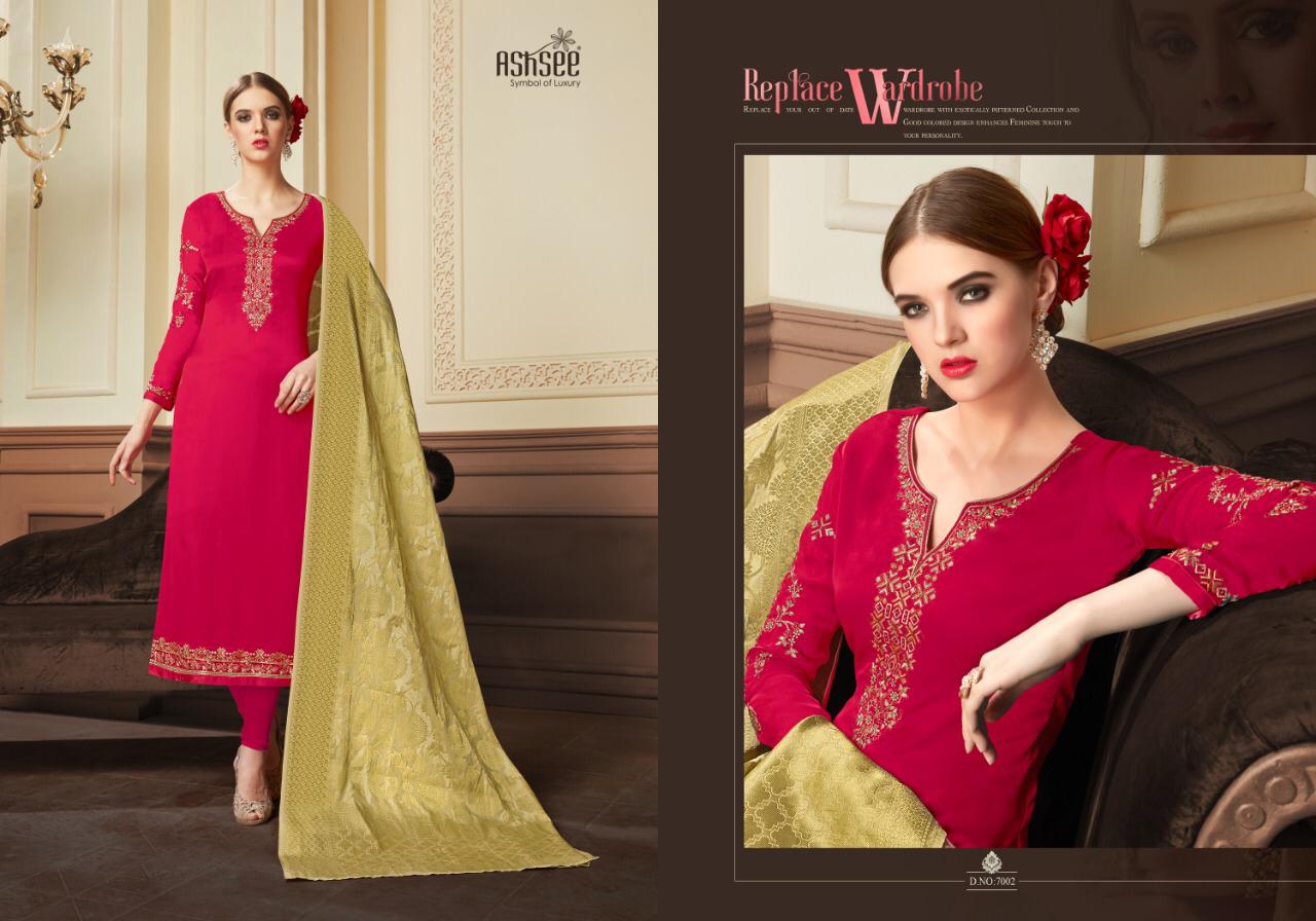 Banaras Vol-2 By Ashsee 7001 To 7006 Series Designer Wedding Collection Beautiful Stylish Fancy Colorful Party Wear & Occasional Wear Satin Georgette With Work Dresses At Wholesale Price