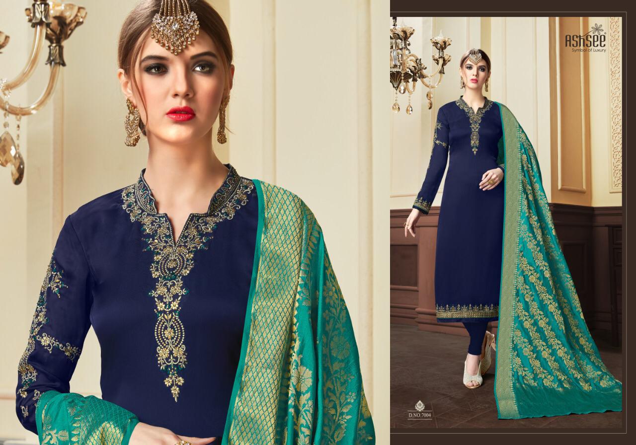 Banaras Vol-2 By Ashsee 7001 To 7006 Series Designer Wedding Collection Beautiful Stylish Fancy Colorful Party Wear & Occasional Wear Satin Georgette With Work Dresses At Wholesale Price