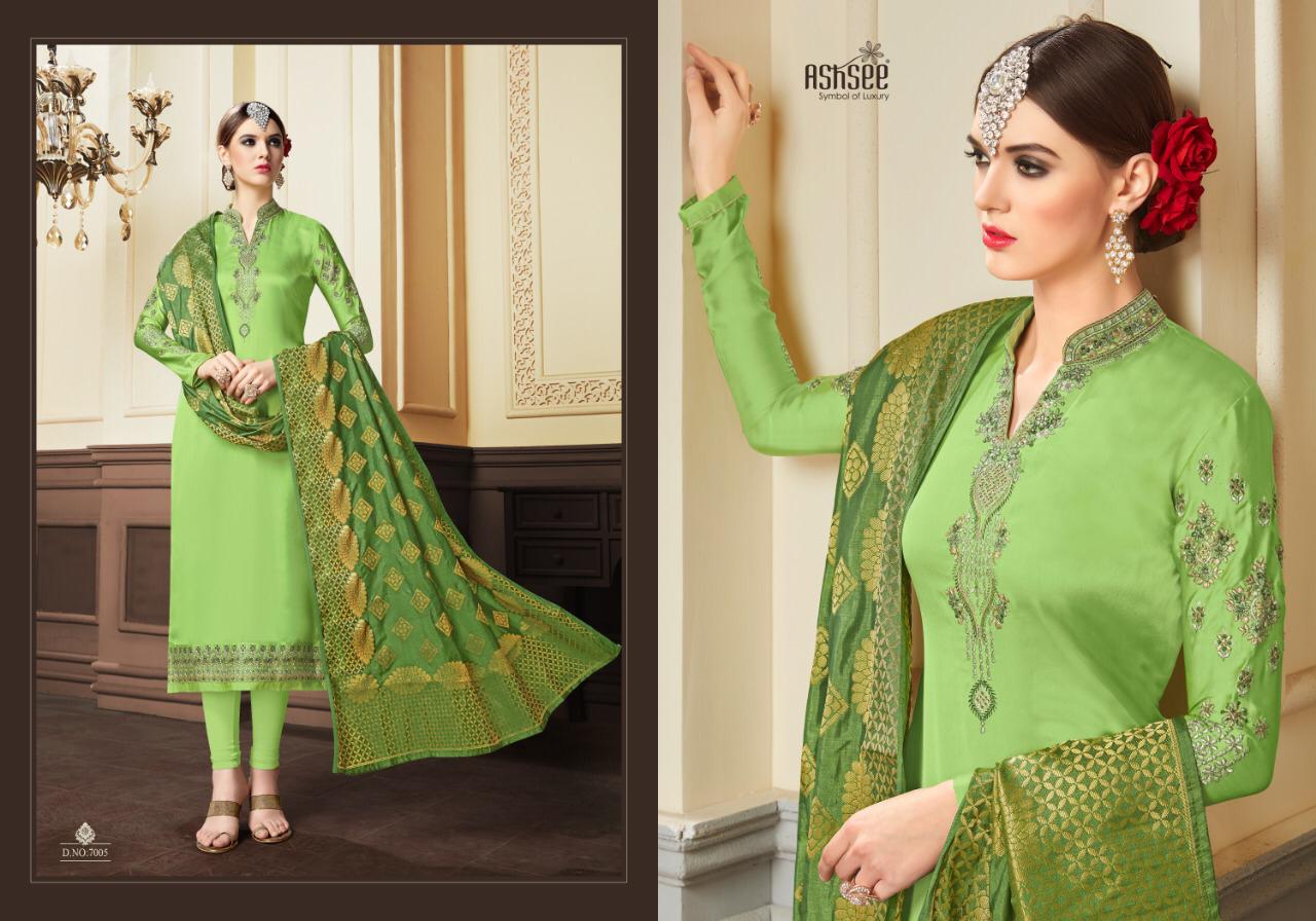 Banaras Vol-2 By Ashsee 7001 To 7006 Series Designer Wedding Collection Beautiful Stylish Fancy Colorful Party Wear & Occasional Wear Satin Georgette With Work Dresses At Wholesale Price