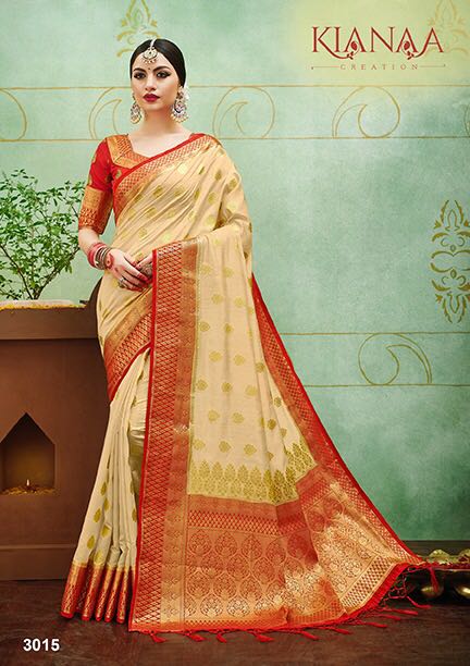 Banaras Vol-2 By Kianaa Creation 3015 To 3027 Series Designer Wedding Collection Beautiful Fancy Traditional Wear & Party Wear & Occasional Wear Silk Printed Sarees At Wholesale Price