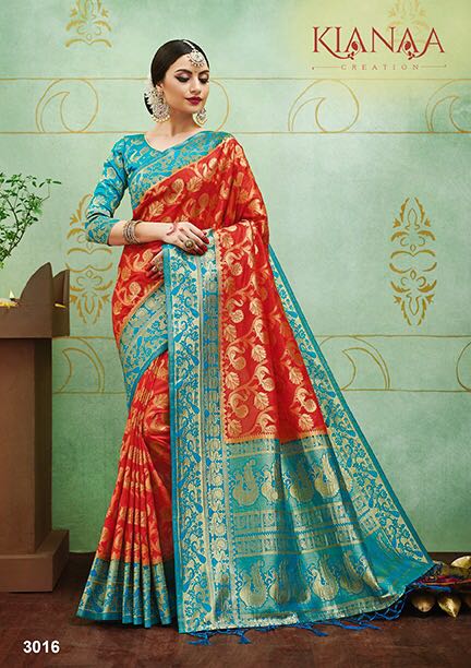Banaras Vol-2 By Kianaa Creation 3015 To 3027 Series Designer Wedding Collection Beautiful Fancy Traditional Wear & Party Wear & Occasional Wear Silk Printed Sarees At Wholesale Price