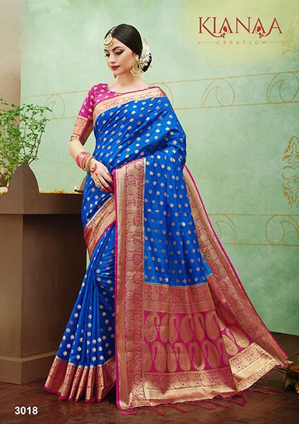 Banaras Vol-2 By Kianaa Creation 3015 To 3027 Series Designer Wedding Collection Beautiful Fancy Traditional Wear & Party Wear & Occasional Wear Silk Printed Sarees At Wholesale Price