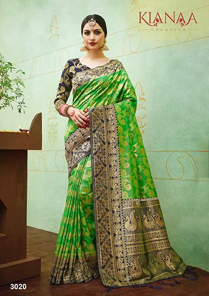Banaras Vol-2 By Kianaa Creation 3015 To 3027 Series Designer Wedding Collection Beautiful Fancy Traditional Wear & Party Wear & Occasional Wear Silk Printed Sarees At Wholesale Price