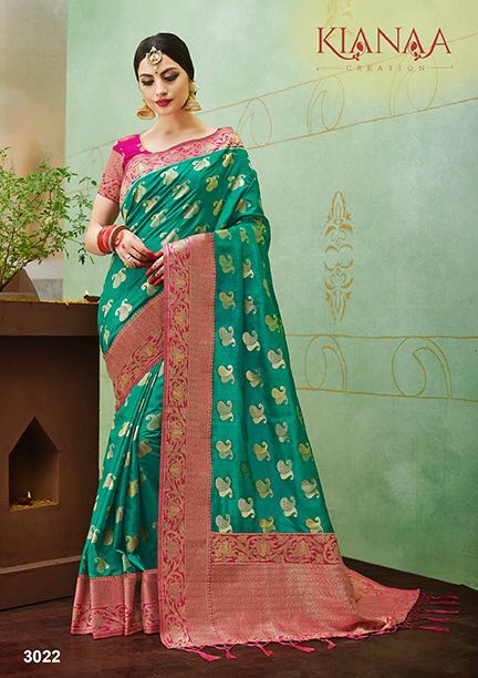 Banaras Vol-2 By Kianaa Creation 3015 To 3027 Series Designer Wedding Collection Beautiful Fancy Traditional Wear & Party Wear & Occasional Wear Silk Printed Sarees At Wholesale Price