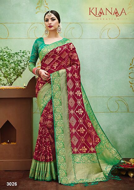 Banaras Vol-2 By Kianaa Creation 3015 To 3027 Series Designer Wedding Collection Beautiful Fancy Traditional Wear & Party Wear & Occasional Wear Silk Printed Sarees At Wholesale Price