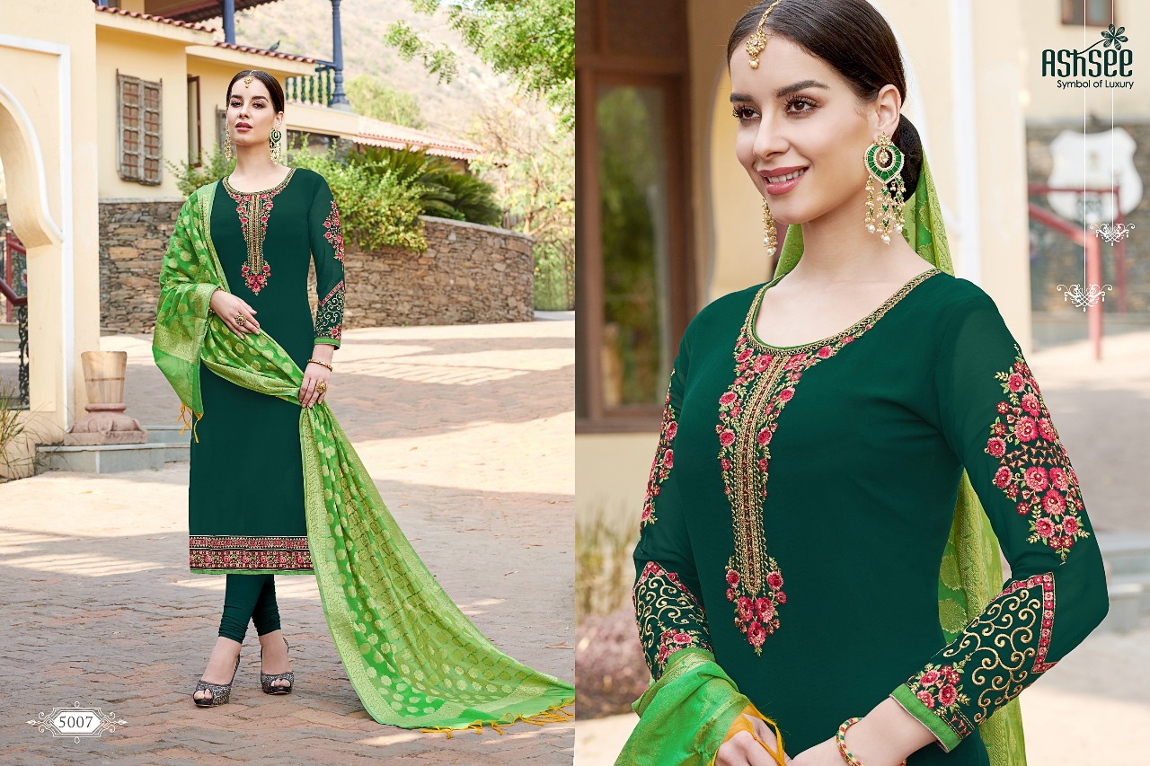 Banaras By Ashsee 5006 To 5011 Series Designer Wedding Collection Beautiful Stylish Fancy Colorful Party Wear & Occasional Wear Faux Georgette With Work Dresses At Wholesale Price