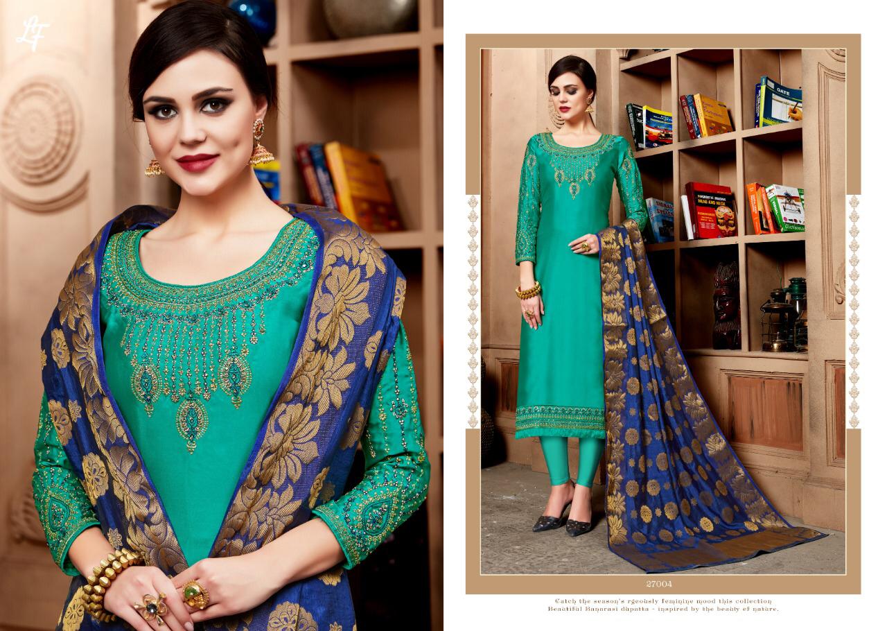 Banarasi Vol-27 By Lavli Fashion 27001 To 27006 Series Indian Traditional Wear Collection Beautiful Stylish Fancy Colorful Party Wear & Occasional Wear Sartin Georgette With Embroidery Dress At Wholesale Price