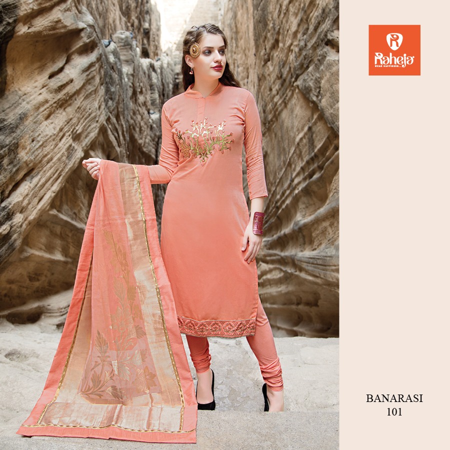 Banarsi By Raheja Tex Fab 101 To 108 Series Beautiful Stylish Fancy Colorful Party Wear & Occasional Wear Collection Glace Cotton Embroidered Dresses At Wholesale Price