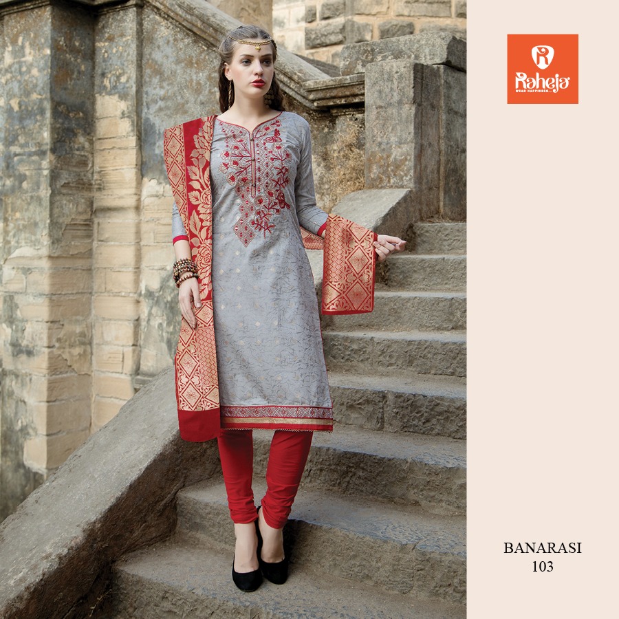 Banarsi By Raheja Tex Fab 101 To 108 Series Beautiful Stylish Fancy Colorful Party Wear & Occasional Wear Collection Glace Cotton Embroidered Dresses At Wholesale Price
