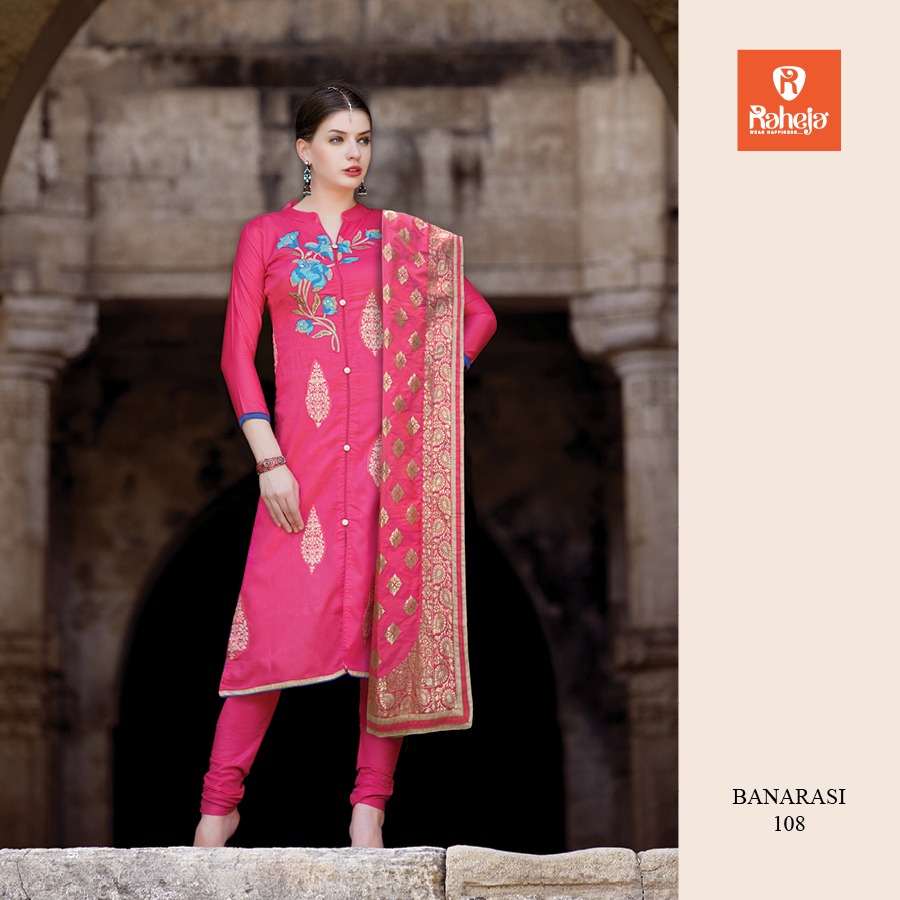 Banarsi By Raheja Tex Fab 101 To 108 Series Beautiful Stylish Fancy Colorful Party Wear & Occasional Wear Collection Glace Cotton Embroidered Dresses At Wholesale Price