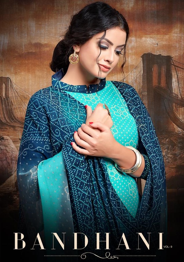 Bandhani Vol-9 By Ritu International 9001 To 9010 Series Designer Festive Suits Collection Beautiful Stylish Fancy Colorful Party Wear & Occasional Wear Pure Cambric Printed Dresses At Wholesale Price