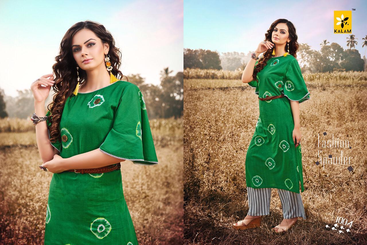 Banno By Kalam 1001 To 1008 Series Beautiful Colorful Stylish Fancy Casual Wear & Ethnic Wear & Ready To Wear Pure Cotton Bandhani Kurtis At Wholesale Price