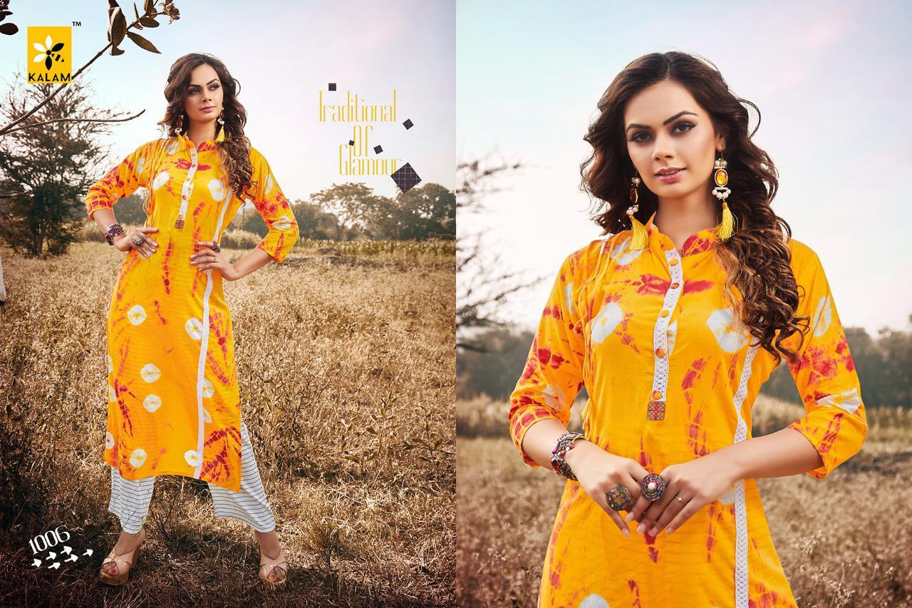 Banno By Kalam 1001 To 1008 Series Beautiful Colorful Stylish Fancy Casual Wear & Ethnic Wear & Ready To Wear Pure Cotton Bandhani Kurtis At Wholesale Price
