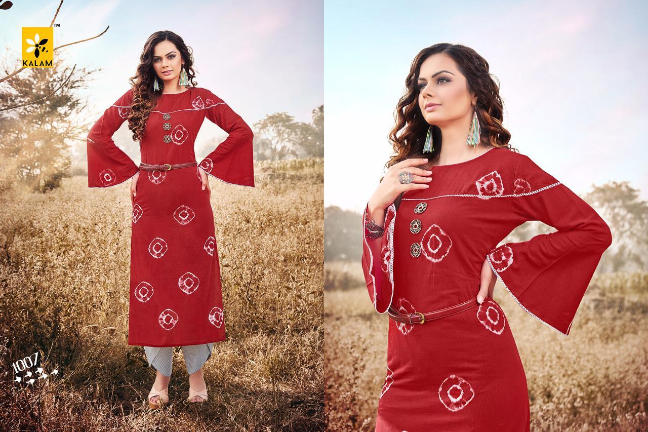 Banno By Kalam 1001 To 1008 Series Beautiful Colorful Stylish Fancy Casual Wear & Ethnic Wear & Ready To Wear Pure Cotton Bandhani Kurtis At Wholesale Price